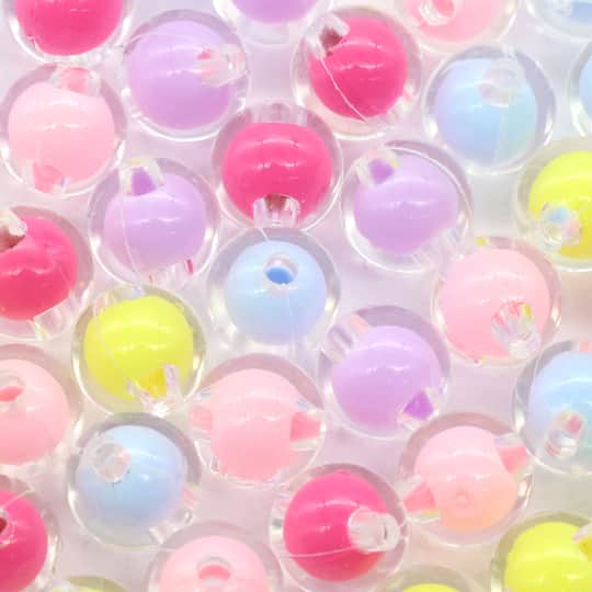 12 Packs: 100 ct. (1,200 total) 9.5mm Pastel Mix Round Fashion Beads by Creatology™